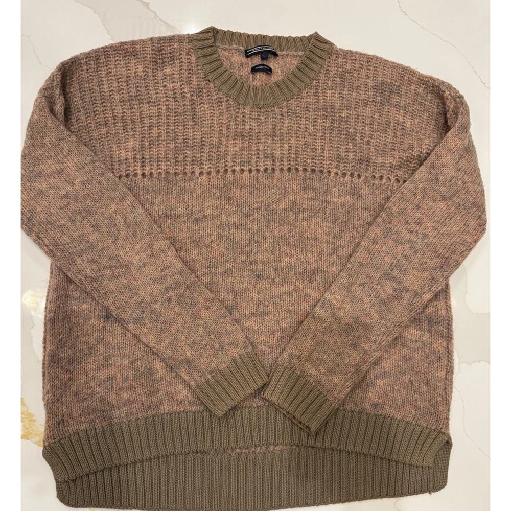 VTG Tommy Hilfiger Brown Solid Knit Sweater Crew Neck Long Sleeve Italian Yarn L